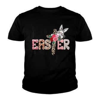 Silly Rabbit Easter Is For Jesus Easter Day Leopard Cross V3 Youth T-shirt - Thegiftio UK