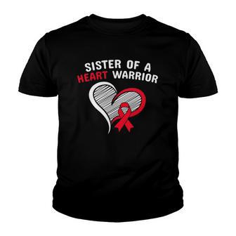 Sister Of A Heart Warrior Chd Disease Awareness Congenital Youth T-shirt - Thegiftio UK