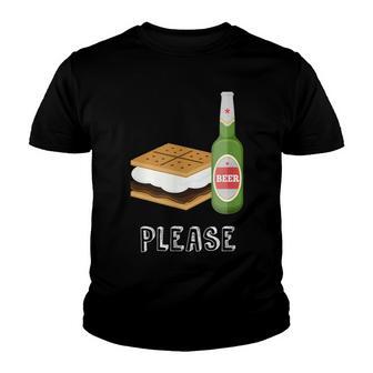 Smore Beer Please T Funny Camping Top Youth T-shirt - Thegiftio UK