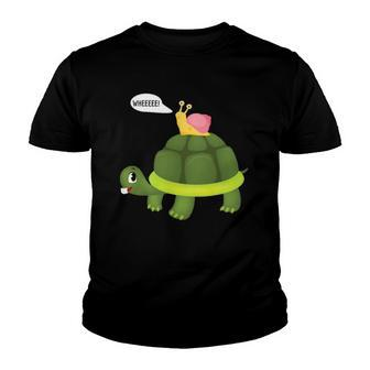 Snail Riding Turtle Funny Gift Youth T-shirt | Mazezy