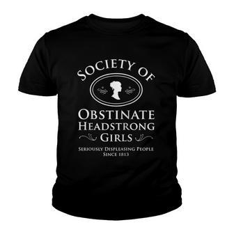 Society Of Obstinate Headstrong Girls Pride And Prejudice Raglan Baseball Tee Youth T-shirt | Mazezy