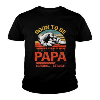 Soon To Be Papa Est 2022 New Papa Vintage Youth T-shirt | Mazezy