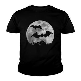 Spooky Bats Halloween Full Moon Bat Silhouette Youth T-shirt - Thegiftio UK