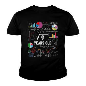 Square Root Of 9 3Rd Birthday 3 Years Old Kid Math Lover Youth T-shirt | Mazezy