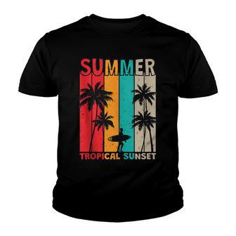Summer Tropical Sunset Surf In Retro Style Youth T-shirt - Thegiftio UK