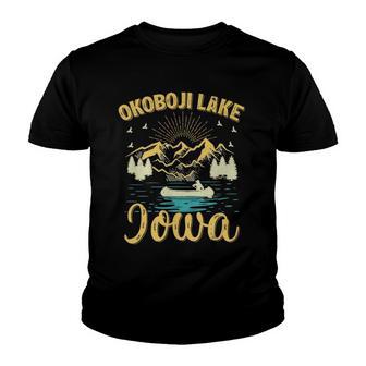 Summer Vacation Retro Mountain Iowa Okoboji Lake Youth T-shirt - Thegiftio UK