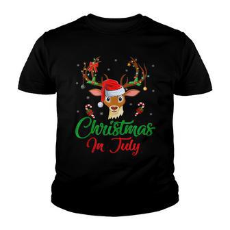 Summer Xmas Lighting Santa Reindeer Christmas In July Youth T-shirt - Thegiftio UK