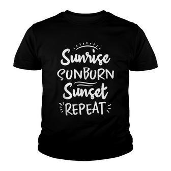 Sunrise Sunburn Sunset Repeat Beach Summer Sun Vacationer Youth T-shirt - Thegiftio UK