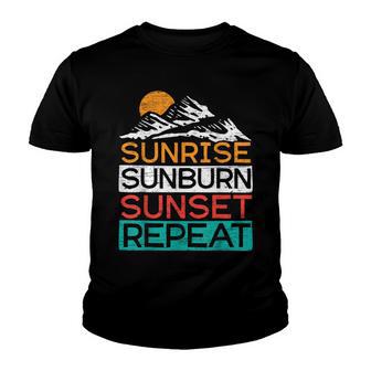Sunrise Sunburn Sunset Repeat For A Summer Quote Themed Youth T-shirt - Thegiftio UK
