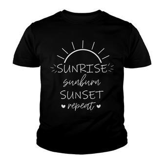 Sunrise Sunburn Sunset Repeat Summer Break Gift Youth T-shirt - Thegiftio UK