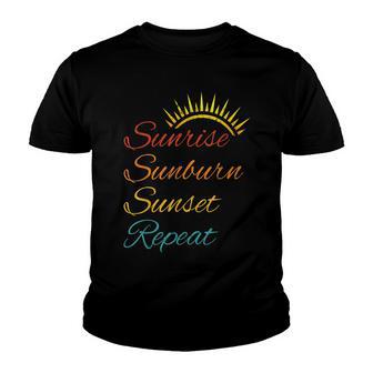 Sunrise Sunburn Sunset Repeat Vintage Retro Sunshine Youth T-shirt - Thegiftio UK