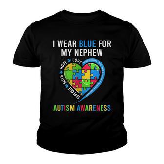 Support Faith Hope Love Autism Uncle Aunt Puzzle Heart Youth T-shirt - Thegiftio UK