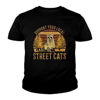 Support Your Local Street Catsraccoon Sunset Youth T-shirt - Thegiftio UK