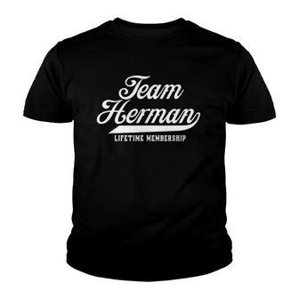 Team Herman Lifetime Membership Family Surname Last Name Youth T-shirt - Thegiftio UK