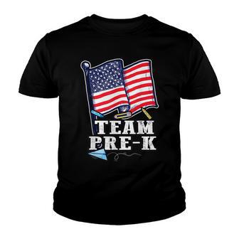 Team Pre-K - Preschool Back To School First Day Patriotic Youth T-shirt - Thegiftio UK