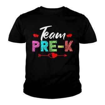 Team Pre-K Preschool Teacher Student Arrow Heart Youth T-shirt - Thegiftio UK
