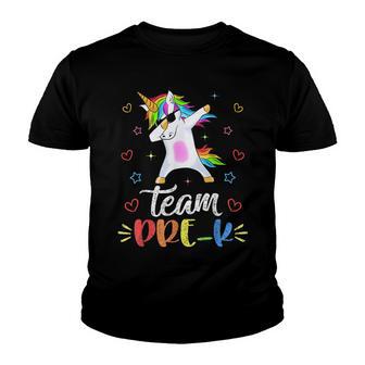 Team Pre-K Unicorn Dabbing Teacher Funny Back To School Gift Youth T-shirt - Thegiftio UK