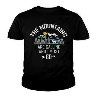 The Mountains Are Calling And I Must Go Camping Gift Youth T-shirt - Thegiftio UK