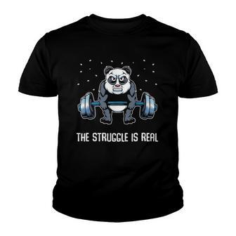 The Struggle Is Real Funny Fitness Panda Gymer Youth T-shirt - Thegiftio UK