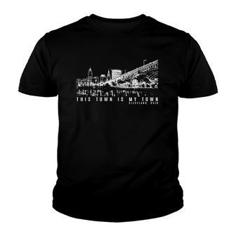 This Town Is My Town Cleveland Skyline Youth T-shirt | Mazezy