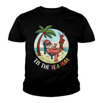 Tis The Sea-Sun Funny Santa Beach Summer Christmas In July Youth T-shirt - Thegiftio UK