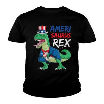 Toddler Boy Veterans Day Kids Amerisaurus Rex July 4Th Youth T-shirt - Seseable
