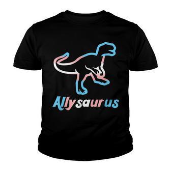 Trans Ally Allysaurus Gay Pride Lgbtq Trans Flag Dinosaur V2 Youth T-shirt - Thegiftio UK