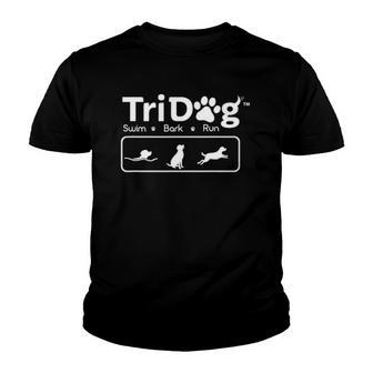 Tridog Swim Bark Run Triathlon Youth T-shirt - Thegiftio UK