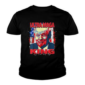 Trump President Ultra Maga King American Flag Youth T-shirt | Mazezy