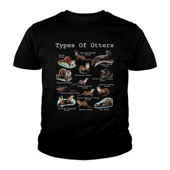 Types Of Otters Sea Otter Giant Otter Educational Animal Youth T-shirt - Thegiftio UK