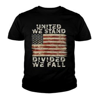 United We Stand Divided We Fall American Flag Youth T-shirt - Thegiftio UK