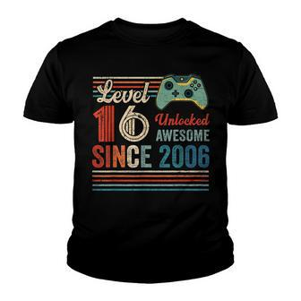 Unlocked Level 16 Birthday 16 Year Old Video Game Controller Youth T-shirt - Seseable