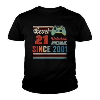 Unlocked Level 21 Birthday 21 Years Old Video Game Controller Youth T-shirt | Mazezy