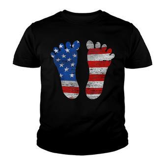 Us Flag Barefeet Fourth Of July Youth T-shirt - Thegiftio UK