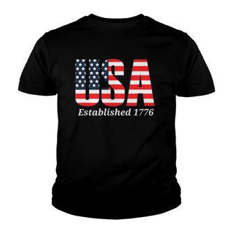 Usa Established 1776 American Graphic Tees Usa Youth T-shirt - Thegiftio UK