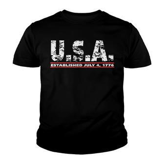Usa Established 1776 Fourth Of July Patriotic American Pride Youth T-shirt - Thegiftio UK