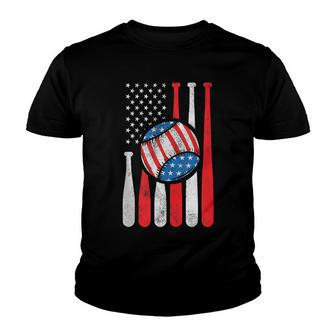 Usa Flag American Flag Baseball Patriotic 4Th Of July Youth T-shirt - Seseable