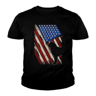 Vintage Akita Dog American Flag Retro Akita 4Th Of July Youth T-shirt - Seseable