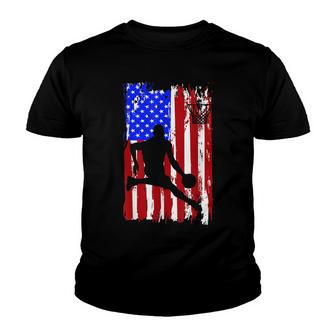 Vintage American Flag Basketball V2 Youth T-shirt - Thegiftio UK