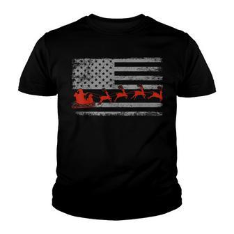 Vintage American Flag Santa Christmas Gift - Patriotic Xmas Youth T-shirt - Thegiftio UK