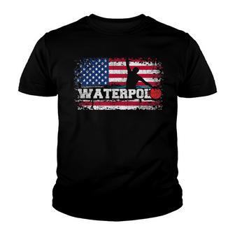 Vintage American Flag Water Polo T Usa Water Polo Gift Youth T-shirt - Thegiftio UK