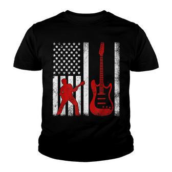 Vintage Guitarist American Usa Flag Guitar Youth T-shirt - Thegiftio UK