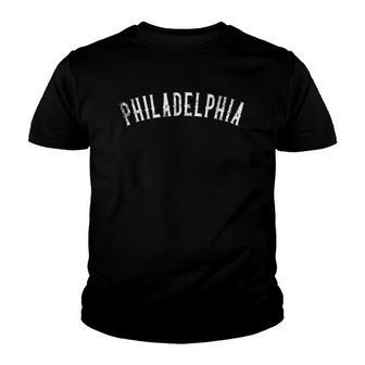 Vintage Philadelphia Distressed Text Apparel Philly Youth T-shirt | Mazezy