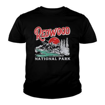 Vintage Redwood National Park Distressed 80S Mountains Youth T-shirt | Mazezy