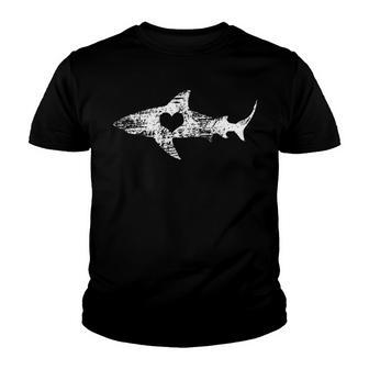 Vintage Shark Silhouette Hammerhead Shark Tiger Shark Heart 158 Trending Shirt Youth T-shirt | Favorety