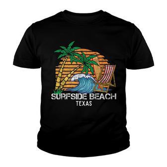Vintage Surfside Beach Texas Surf Vacation Retro Sunset Youth T-shirt - Thegiftio UK