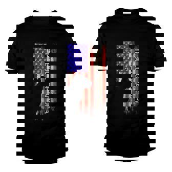 Vintage Usa Flag Proud Pitbull Dog Grandpa Pittie Silhouette Youth T-shirt - Thegiftio UK
