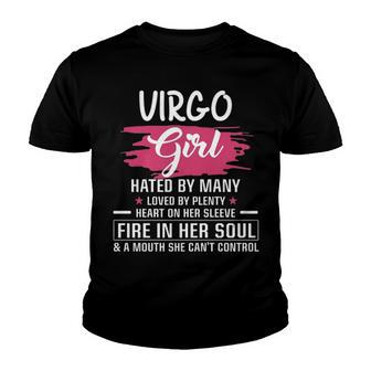Virgo Girl Birthday Virgo Girl Hated By Many Loved By Plenty Heart On Her Sleeve Youth T-shirt - Seseable