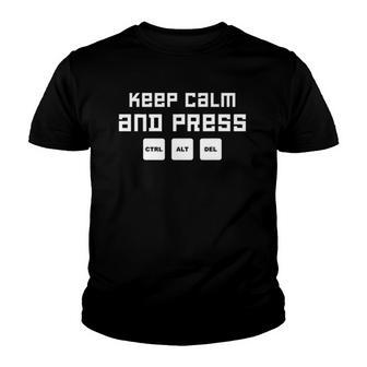 Web Designer App Developer Keep Calm And Press Ctrl Alt Del Youth T-shirt | Mazezy