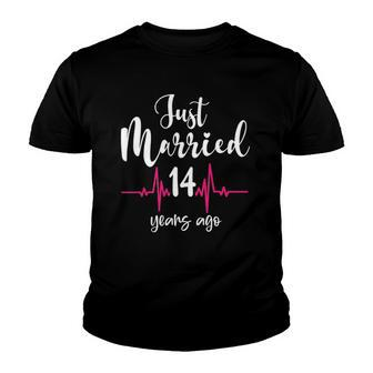Wedding Anniversary Just Married 14 Years Ago Couple Gift Youth T-shirt | Mazezy
